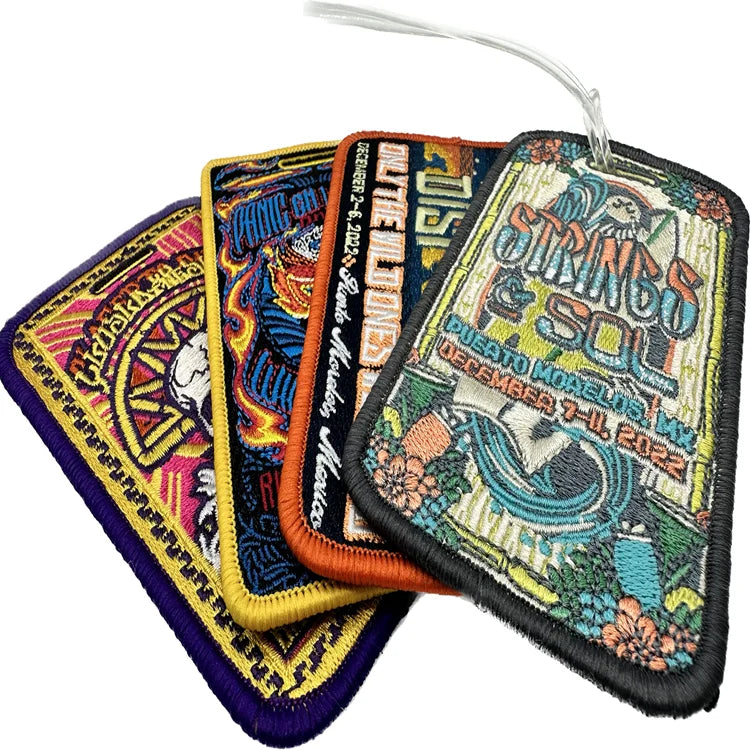 Custom Embroidered Luggage Tag Woven Fabric Travel Baggage Bag Suitcase Name Patch Made in China