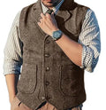 Best Selling British Warm Man Vests Inner Jacket Suits Fashion Wool Herringbone Men's Business Vest Waistcoat
