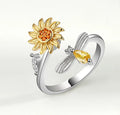 Dainty Sunflower Rotating Rings Stress-relieving Zircon Ring Fine Jewelry for Women Creative Gift for Her