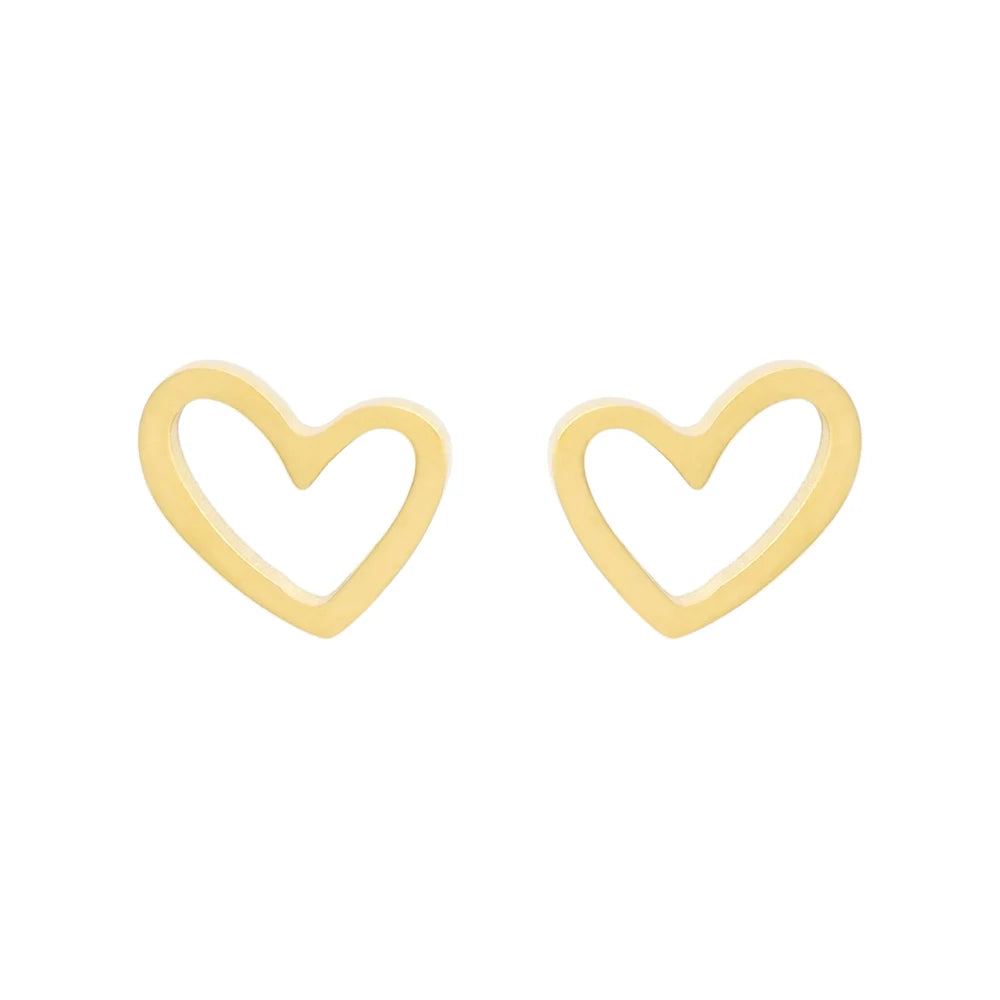 Hot Sale Love Heart Stainless Steel Simple Stud Earrings for Women Girls