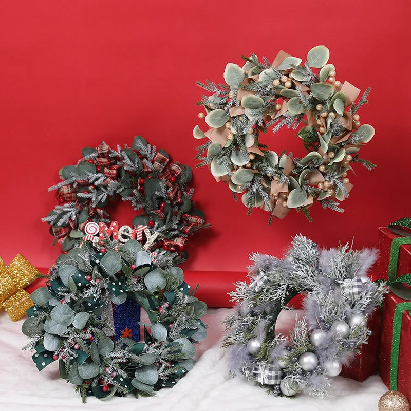 Hot Selling Creative Christmas Handmade Simulation Wreath Door Hanging Tree Decorative Garland Ornaments Wholesale