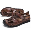 Accept OEM Custom Logo Soft Comfortable Walking Men Sandals Leather Genuine Leather Flat Slippers Size 48 Men's Casual Shoes