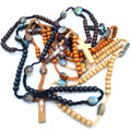 Islamic Muslim Catholic  Wholesale Cheap 7*8mm Wooden Weaving  Rosary Beads  Necklace