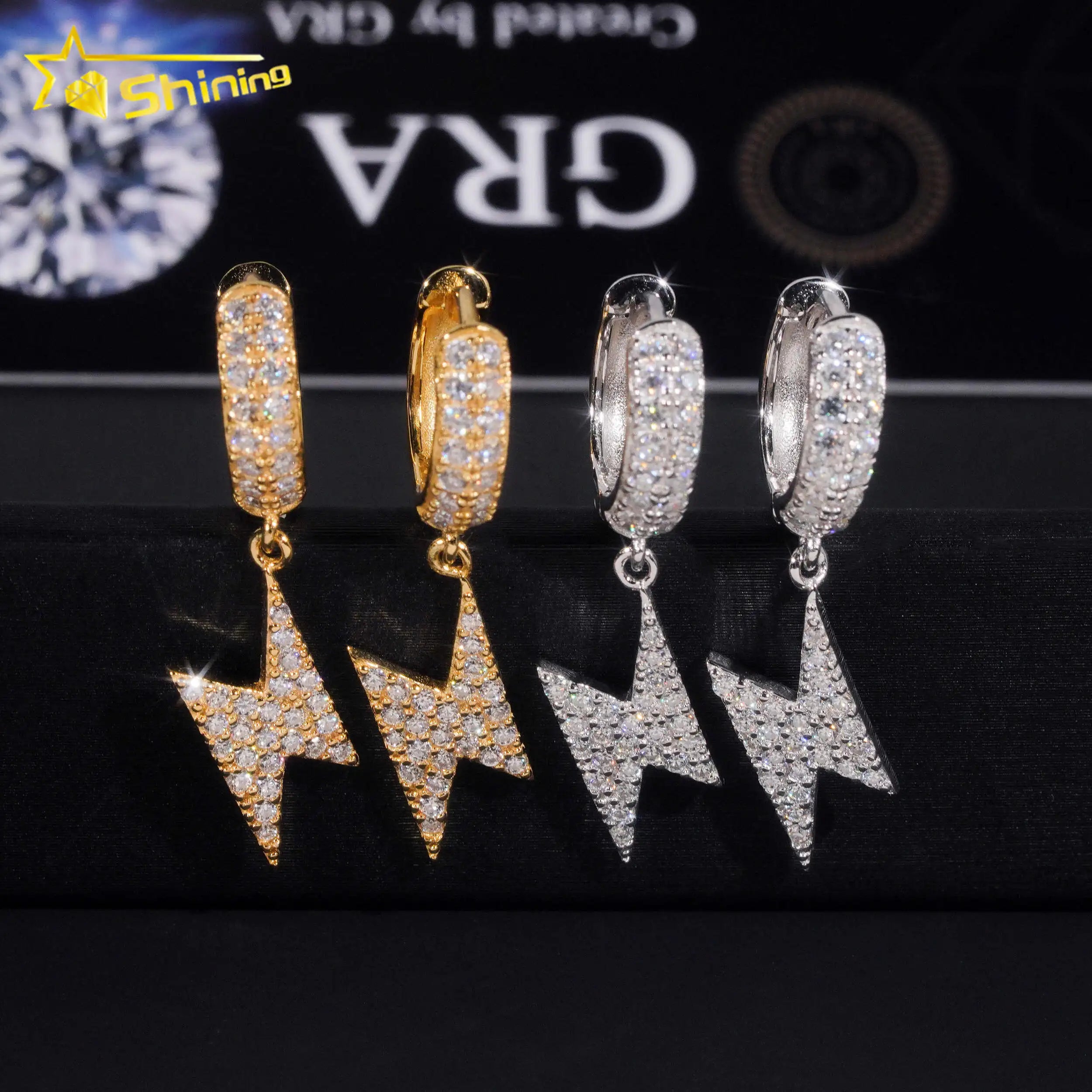 Fine Jewelry Men Hip Hop Drop Earrings Pass Diamond Tester Sterling Silver VVS Moissanite Earrings