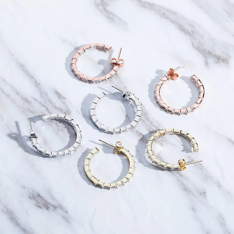 Wholesale Street Style 18K Gold Plated  Round Shape Mini Hoop Earrings Crystal Circle Earrings Women