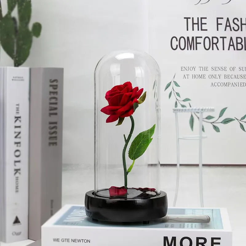 Handmade Flower Glass Bell Jar Dome With Base