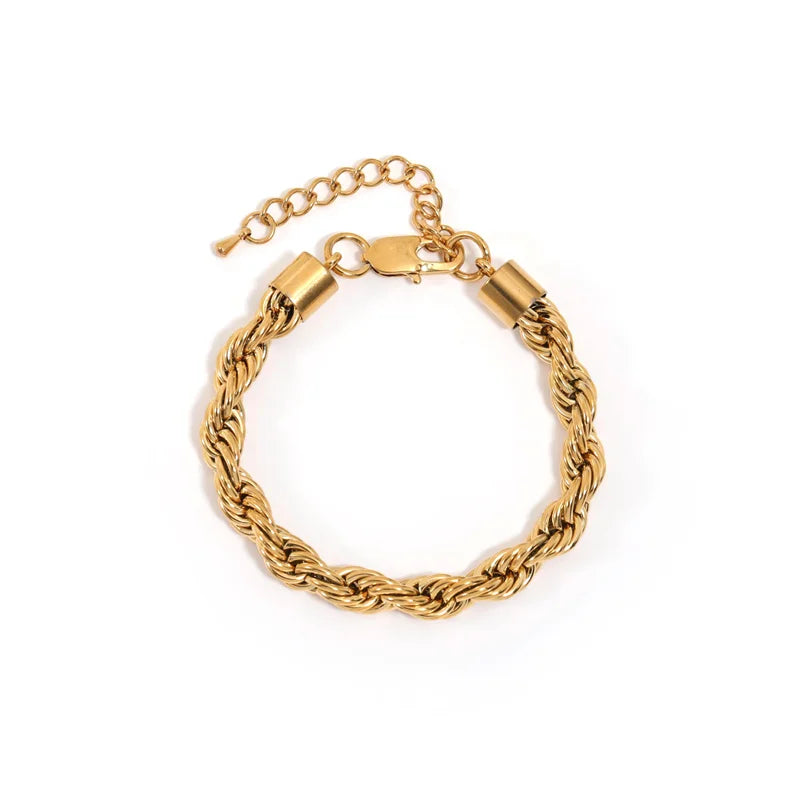 Joolim Jewelry Wholesale Stainless Steel Chunky Rope Chain Bracelet for Women 8mm