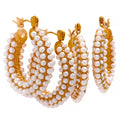 JINYOU 150 Stainless Steel Imitation Pearl Huggie Earrings Waterproof Jewelry 18k Gold Plated Hoop Aretes for Women Waterproof