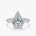Ailmay Genuine 925 Sterling Silver Water Drop Shape Sparkling AAAAA CZ Rings for Fashion Women Wedding Statement Jewelry Gift