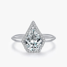 Ailmay Genuine 925 Sterling Silver Water Drop Shape Sparkling AAAAA CZ Rings for Fashion Women Wedding Statement Jewelry Gift