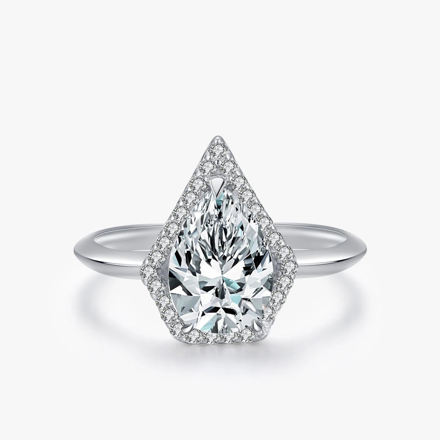 Ailmay Genuine 925 Sterling Silver Water Drop Shape Sparkling AAAAA CZ Rings for Fashion Women Wedding Statement Jewelry Gift