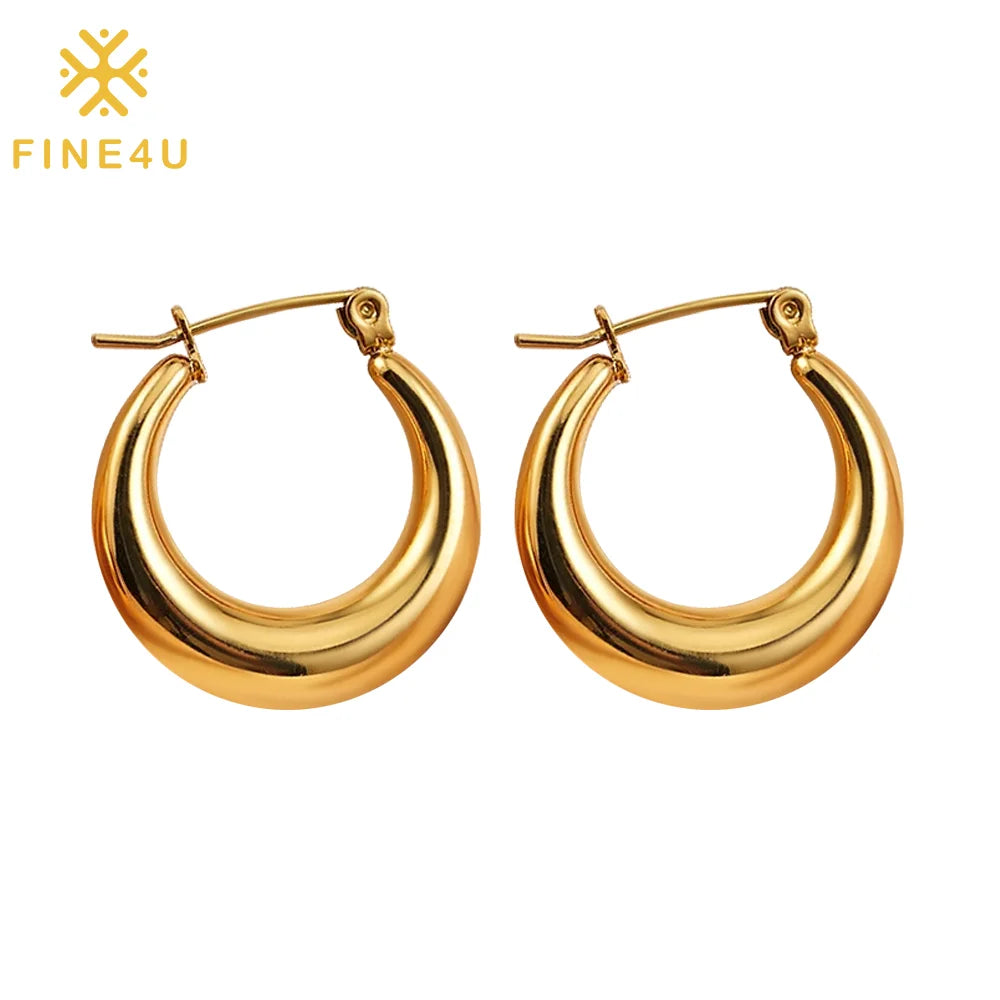 Boucle D'Oreille Bijoux Tendance Fashion Jewelry Waterproof Stainless Steel Gold Plated Chunky Hoop Earrings