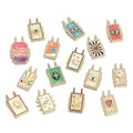 Copper Micro Pave Turkish Eye Blue Charms 18K Gold Plated Rectangle Pendants for Necklace Earrings Jewelry Making