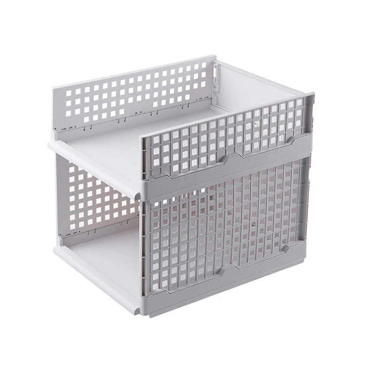 Household Wardrobe Storage Folding Plastic Layered Partition Drawer Type Clothes Storage Basket Rack