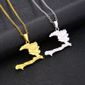 18K Gold Plated Stainless Steel Link Chain Manufacturer Haiti Map Pendant Necklace Haitian National Country Map Necklace