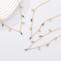 Daidan Necklace Zircon Silver Necklace 925 Sterling Round Gold Plated Choker Geometric Multicolor Baguette Necklace