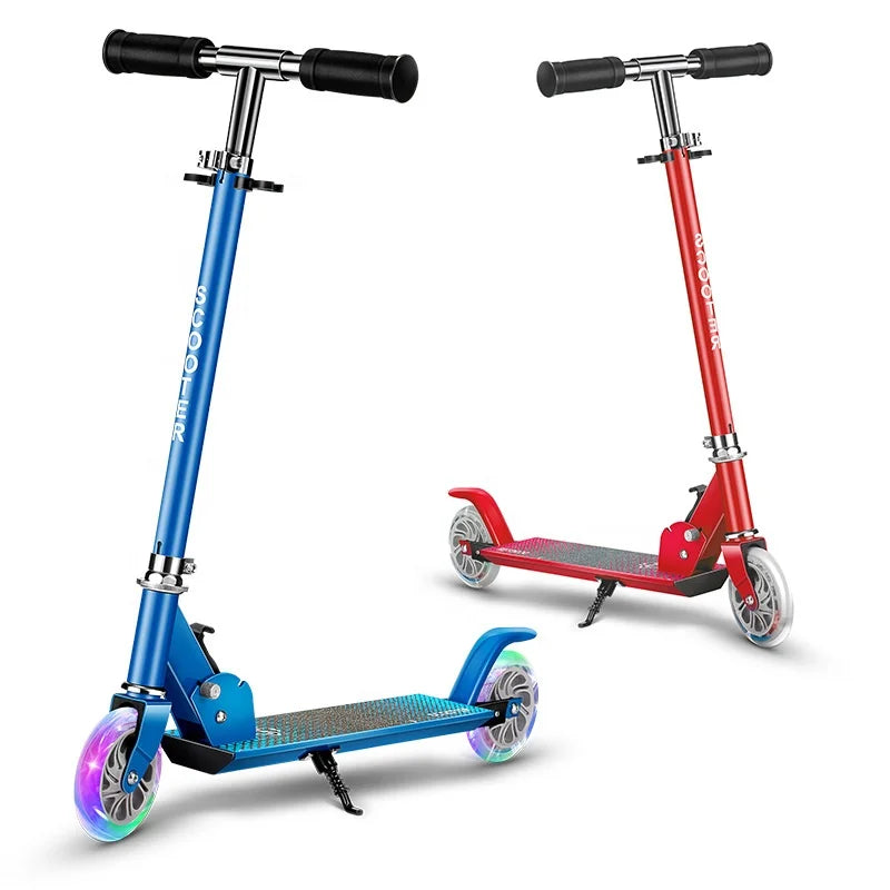 High Quality Adjustable Height Kick Scooter Kids Babies Magnesium-Aluminum Alloy Direction Handle Three PU Wheel Foldable
