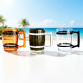 Home Large Capacity Hand Blown Beer Coffee Cup Bar Green Transparent Amber Pirate Wooden Barrel Lead Free Glass Mugs With Handle