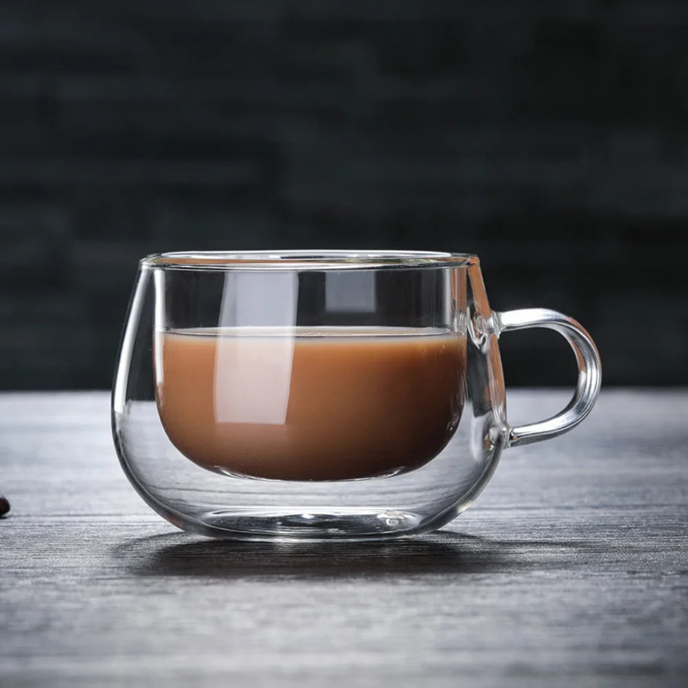 Factory Outlet Heat Resistant Beer Mug Whiskey With Handle Portable Transparent Double Tasse Coffee Vasos De Vidrio Glass Cup