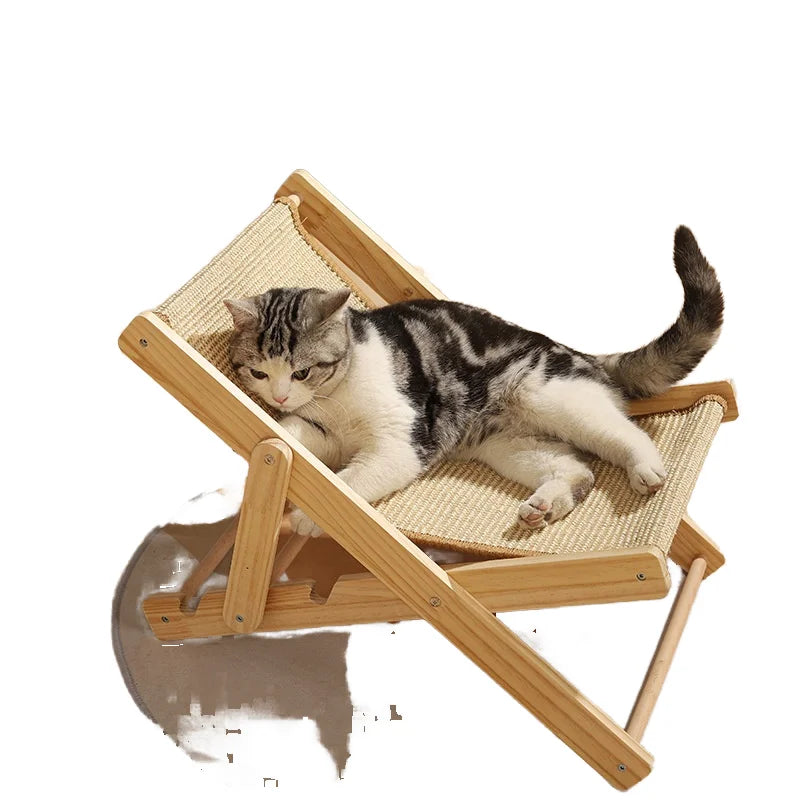 Eco-friendly Adjustable Cat Scratch Board Nest Solid Wood Sisal Pad Scratch-resistant Baby Cat Recliner Rocker Carton Removable MegaBDM
