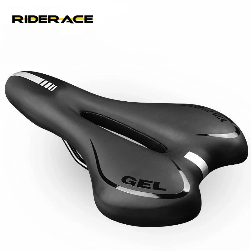 RIDERACE  Comfortable Bicycle Saddle Cycling Seat PU Leather Surface Silica Filled Gel TimeTrial  Bike Saddle Silicone Cushion