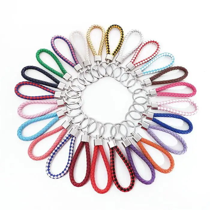 Leather Rope Key Chain Woven Key Accessories Metal Key Ring Car Pendant Bag Accessories