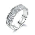 Trendy Silver Jewelry Rings Full-diamond Chunky Finger Rings Rhodium Plated Couple Wedding Rings 925 Silver