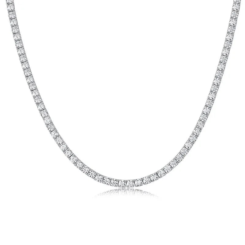 Silver 925 Original 5 mm Brilliant Cut Diamond Test Past All 0.5 Ct D Color Moissanite Tennis Necklace for Wedding Fine Jewelry