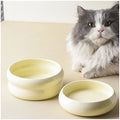 Custom Logo Ceramic Pet Bowl Elevated Protective Cervical Cat Dog Double Water Food Bowl with Wood Plank