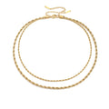 INS Stainless Steel 14K Gold Plated Double Layers 3mm Wide Link Chain Twist Necklace Titanium Steel Blank Twist Choker