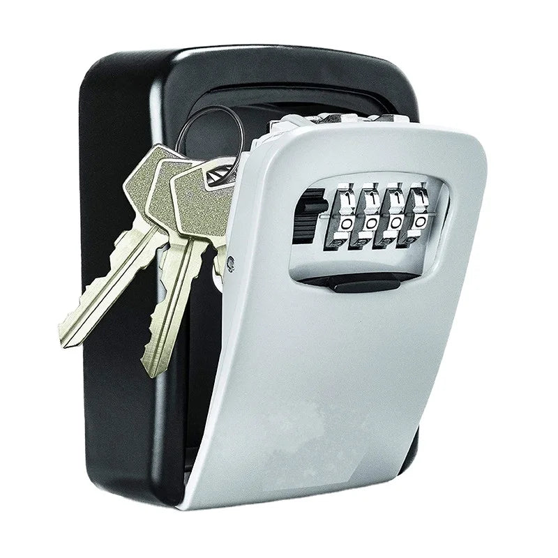 Password Keybox Key Safe Box MetalKey Lock Box Wall Mounted Aluminum Alloy Weatherproof 4 Digit Combination Key Storage Lock Box