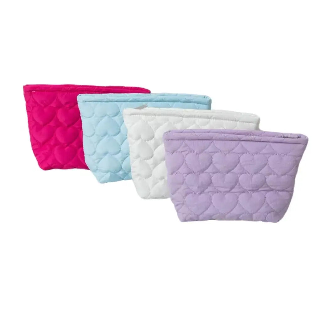 New Product Custom Logo Makeup Bag with Solid Color Fashion Zipper Love Cosmetic Bag Features