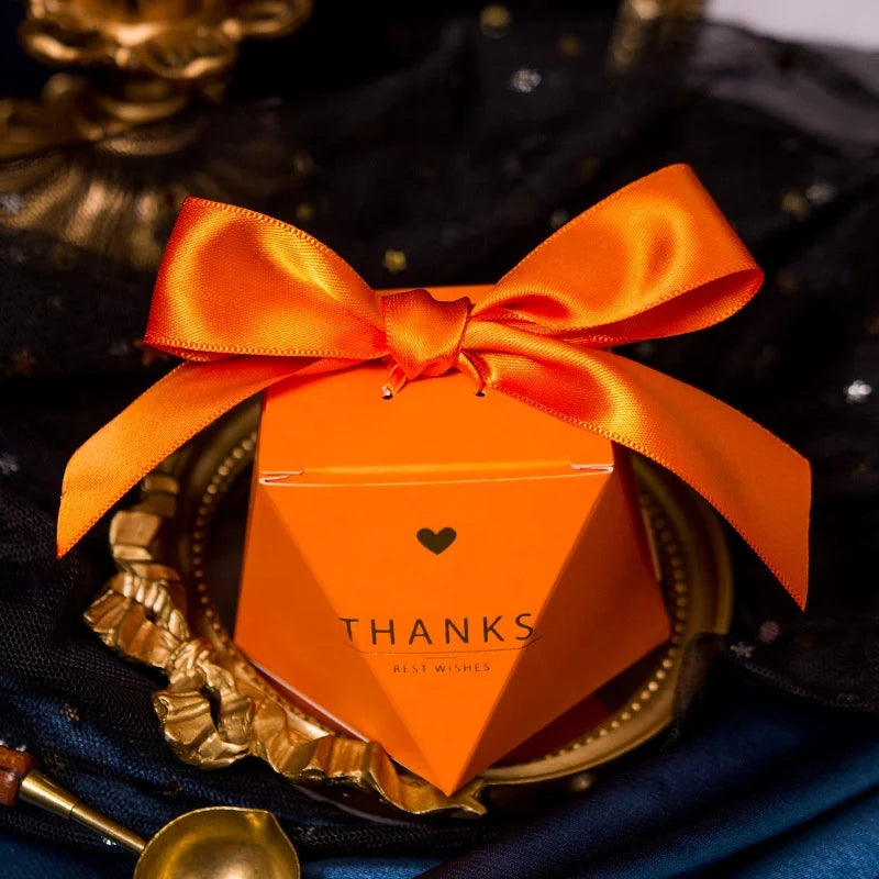 Yiwu Manufacturers Hot Sale Folders Souvenirs Orange Empty Festive Candy Thanks Gift Paper Box for Wedding Door Favors