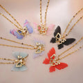 Valentine's Day Gifts Female Butterfly Necklace Fashion Accessories Stainless Steel Women Colorful Butterfly Necklace