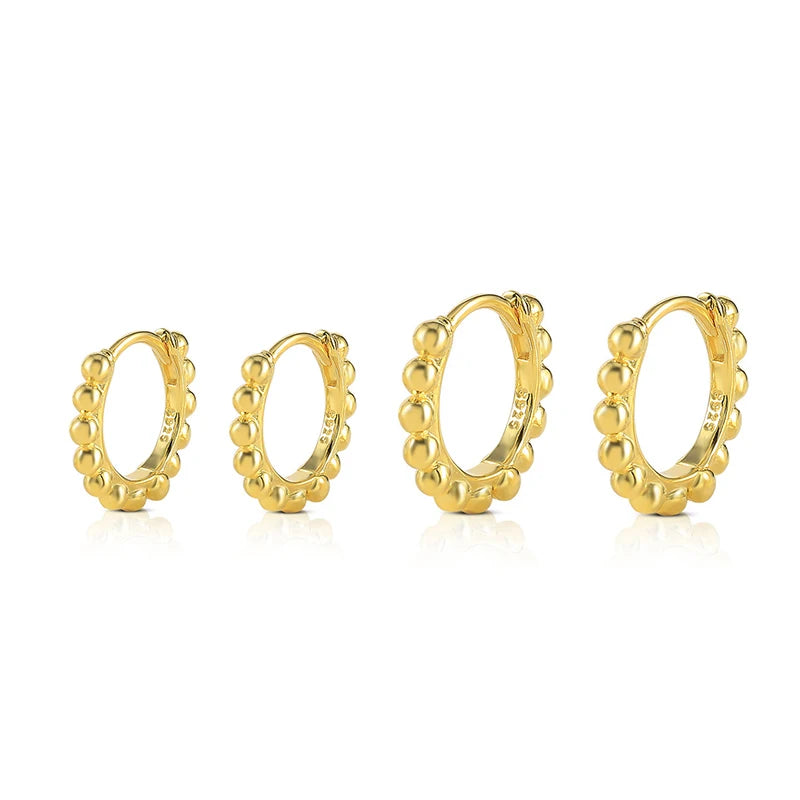 EH1073 Fashion 925 Sterling Silver Earrings Jewellery Simple Gold Round Earring Mini Round Ball Bead Hoop Stud Earrings