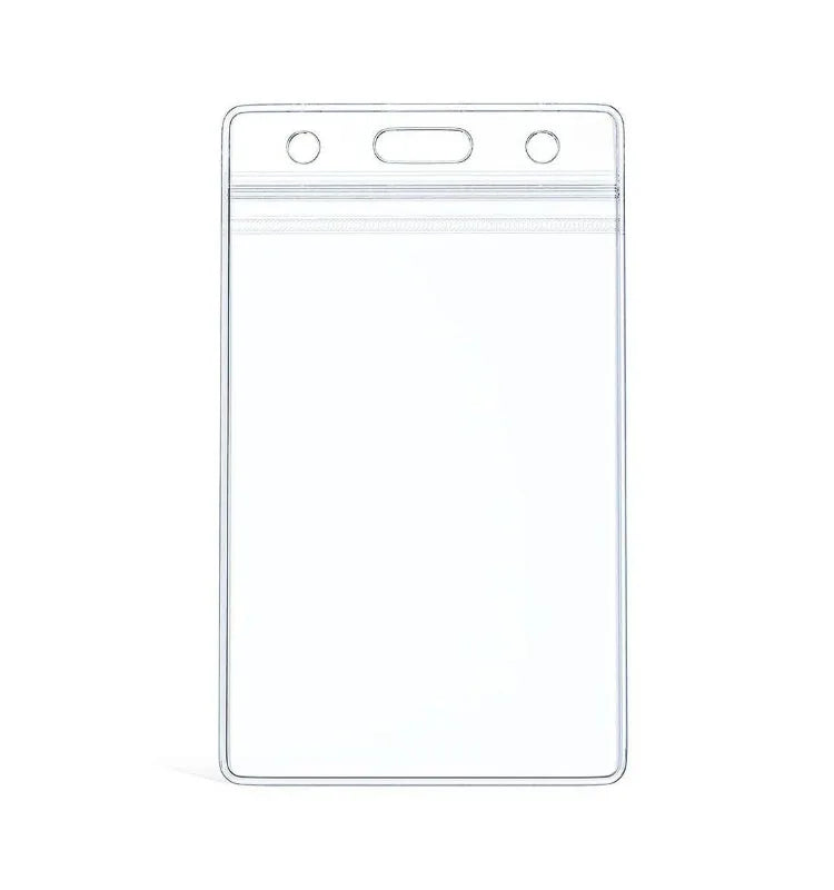 Vertical Transparent PVC Card Holder ID Badge Holder Sealable Waterproof Zip Type Clear PVC ID Card Protector Holder