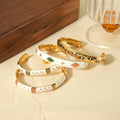 Nabest Stainless Steel C-shape Wide Enamel Bangle Bracelet Jewelry 18K Gold Plated Women Tarnish Free
