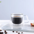 LFGB 150 mL Customized Elegant Design Thermal Insulated Double Wall Glass Latte Espresso Coffee Mug With Handle