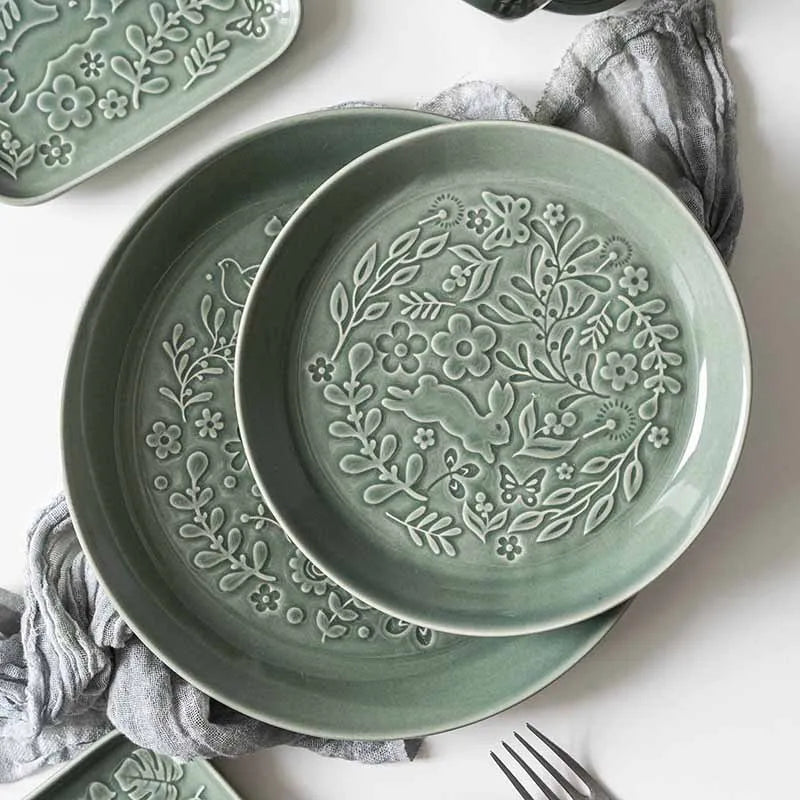 New Nordic Animal Garden Embossed Ceramic Tableware