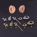 Dropshipping Stainless Steel Green Eyes Cz Snake Shape Cartilage Piercing Earring Gold Conch Tragus Helix Jewelry