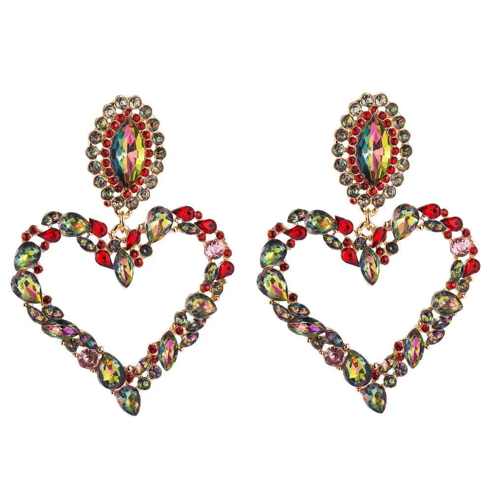 Bulk Wholesale Earrings Vintage Colored Diamond Earrings Gold Heart Alloy Earrings Fine Jewelry