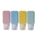 2-Pack Reusable Silicone Travel Bottles Set-Cosmetic Use 100ml Cube Form