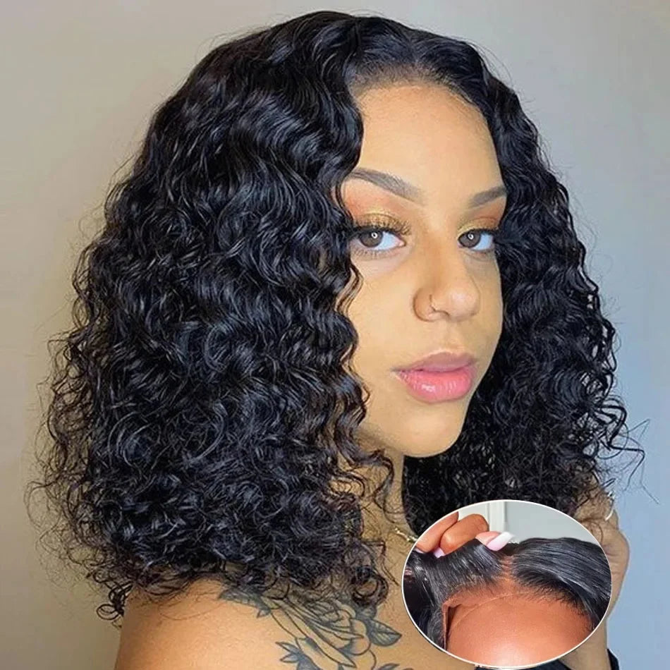 Cheap Hd Lace Frontal Wig Virgin Remy 100% Real Human Hair Wig for Black Women Kinky Curly Short Bob Wig Human Hair Lace Front