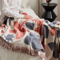 LS 2023 New Design Bohemian Style Soft Warm Cozy 100% Cotton Knitted Throw Blanket for Sofa OEKO-TEX
