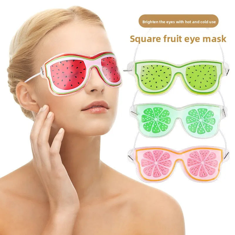 Melenlt Gel Cooling Eye Mask with Ice Pack-Frosted Fruit Pattern Reusable Cold Compress Eye Patch