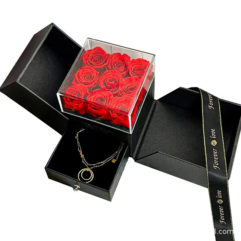 AYOYO ODM Factory Direct Customization Handmade 9Pcs Preserved Rose Jewelry Box Romantic Gifts for Women