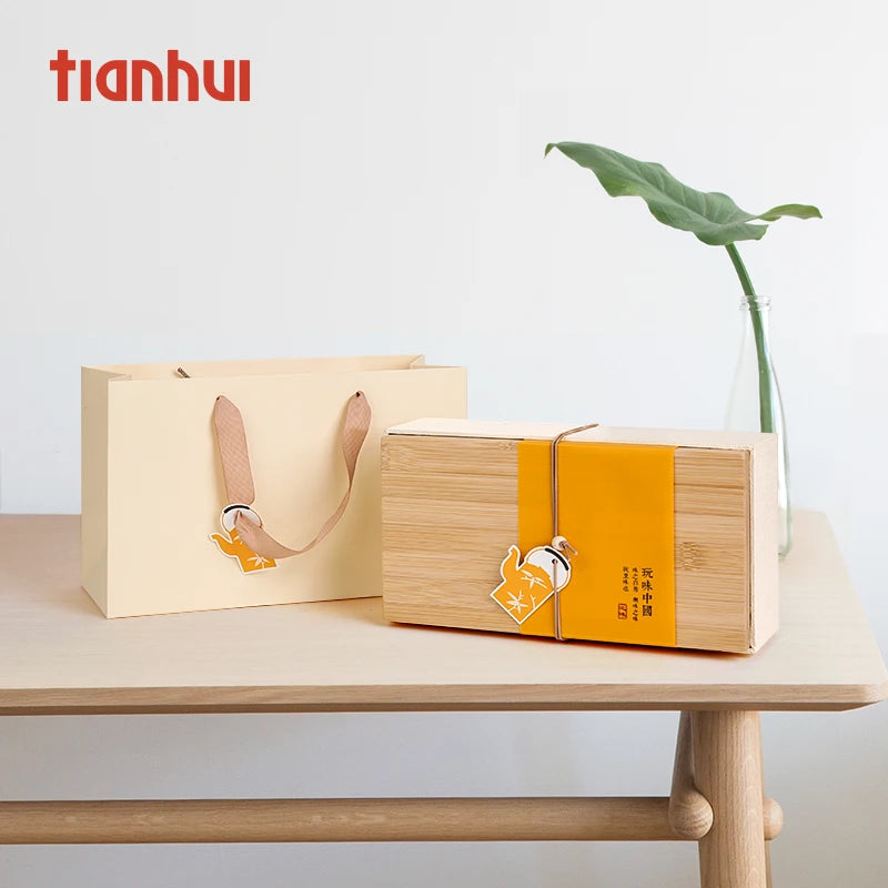 Tianhui Custom Engraving Logo Gift Packaging Bamboo Lid Paperboard Box for Cookies Loose Tea Leaves