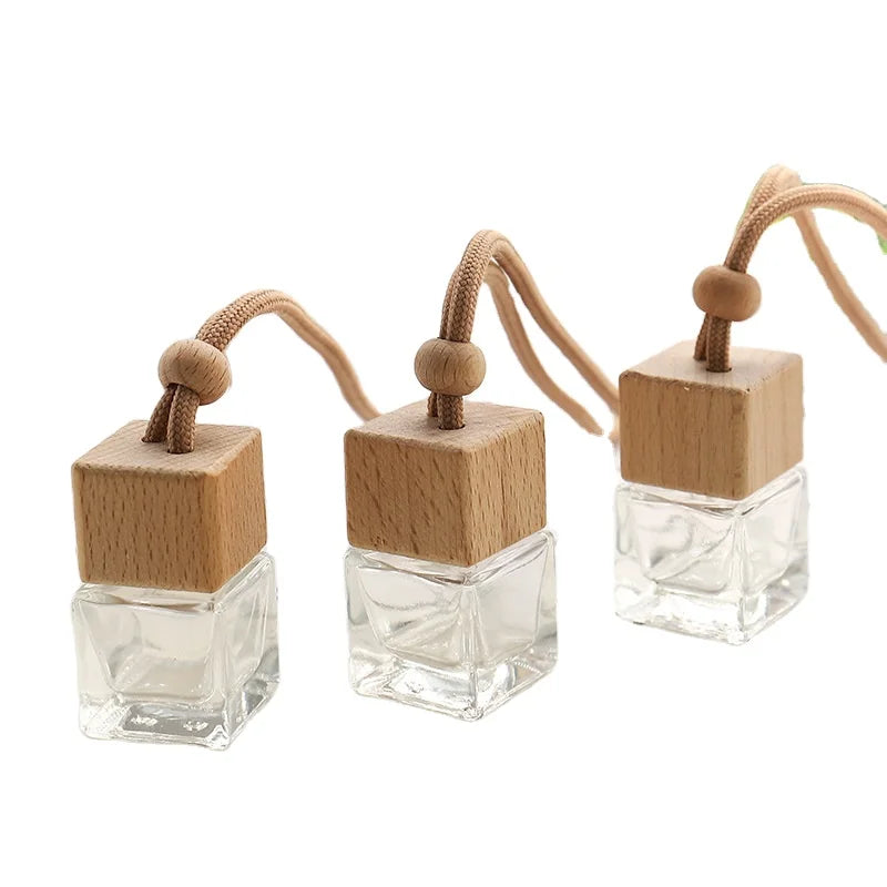 6ml Square Car Pendant Air Freshener Diffuser Bottle Empty Hanging Perfume Glass Bottles