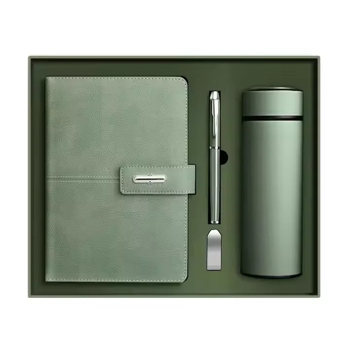 2025 Stationary Stationery Set Custom Black Notebook with Box Thermos Cup Journal Gift Set With Pen