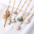 SC Fashion Bohemian Necklace Women Summer Beach Bead Chain Necklace New Arrived Natural Shell Conch Pendant Necklace for Women